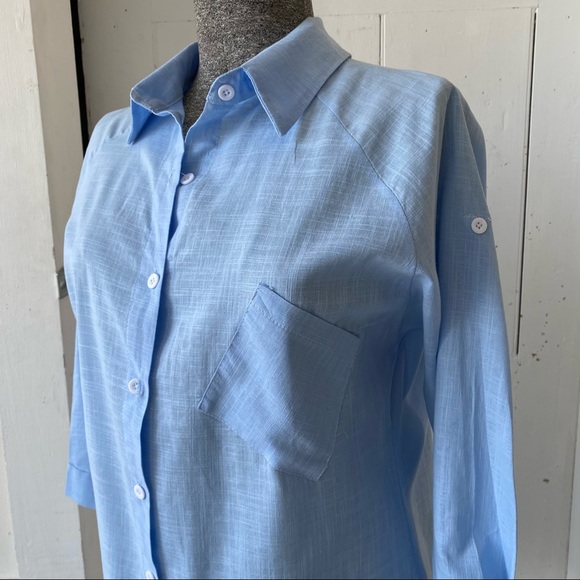 Nord Linen Tailored Boyfriend Button down Shirt Top Blouse - Picture 3 of 12